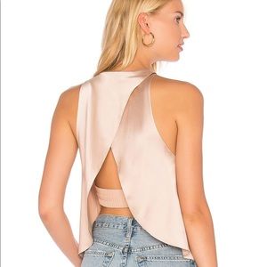 ALC NWT Jasper Charmeuse Silk Satin Halter Crop Top in Sepia